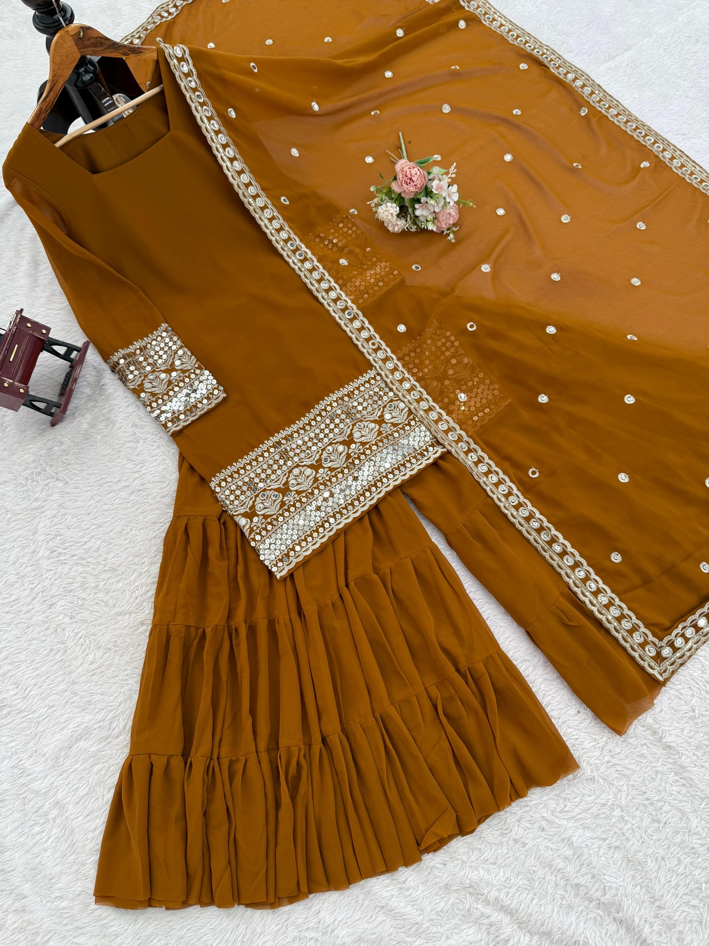 musturd yllow color sharara dress in georgette fabric