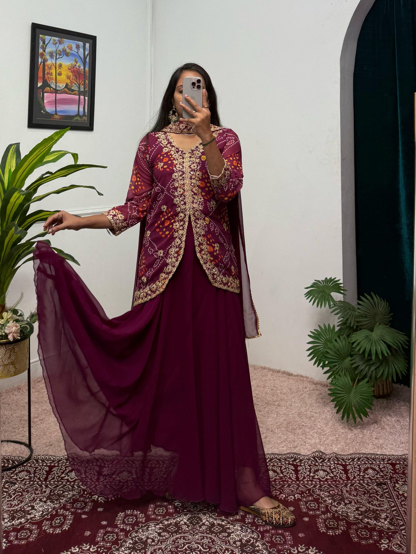Purple Color Beautiful Koti Lehenga Dupatta