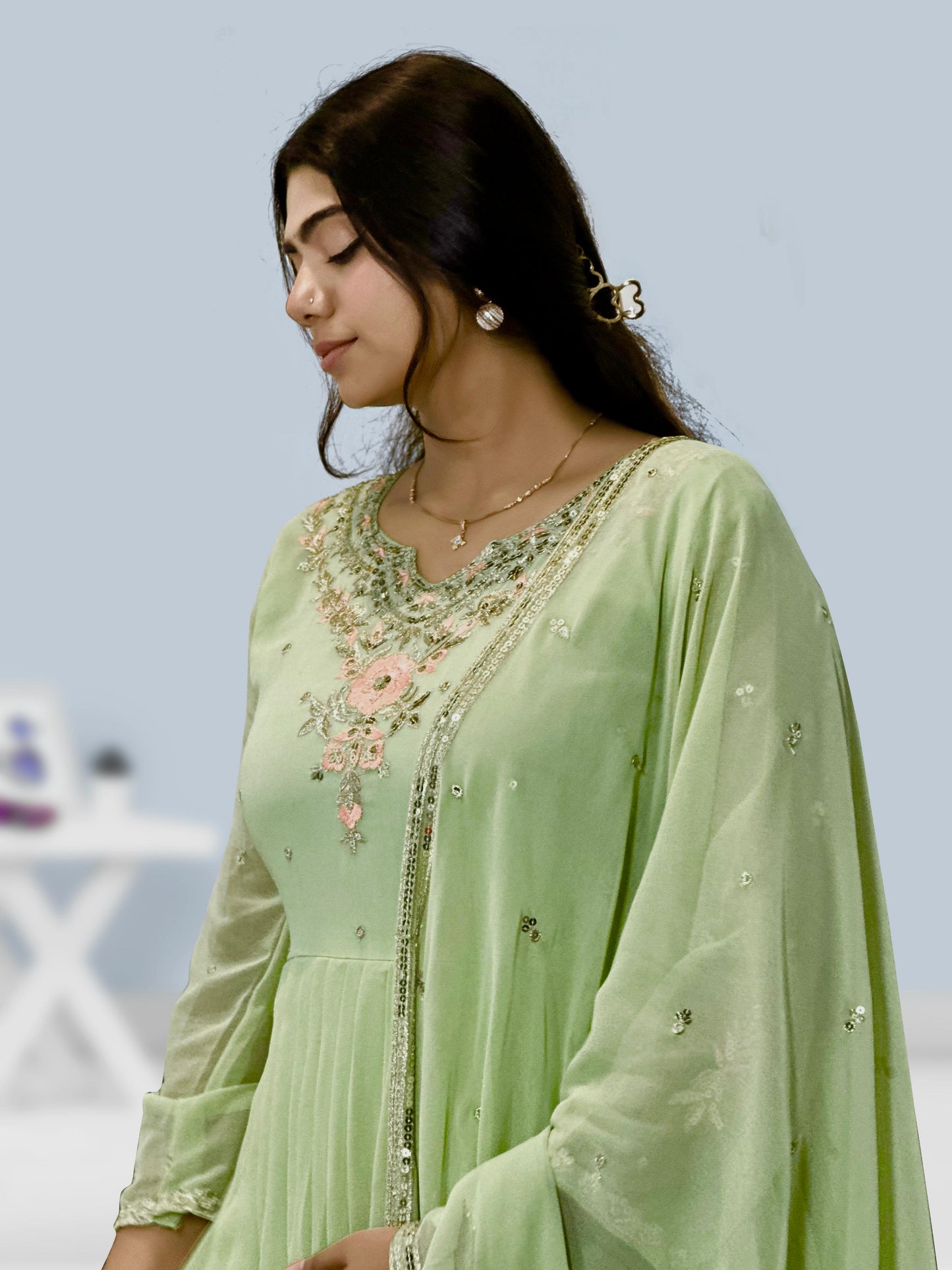 Pista Color Designer dress in Georgette FAbric
