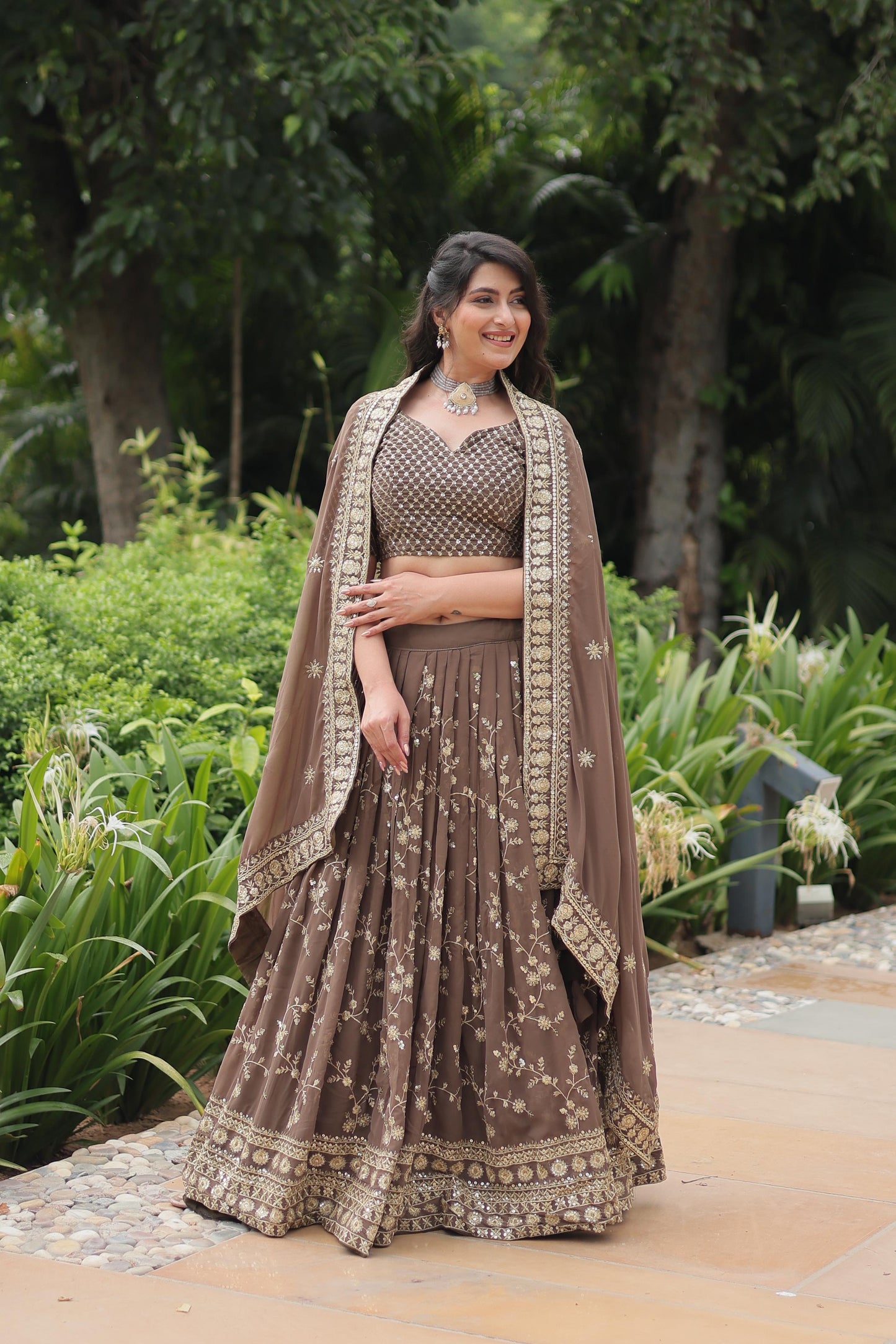 Grey Color Beautiful Partywear Lehenga Choli