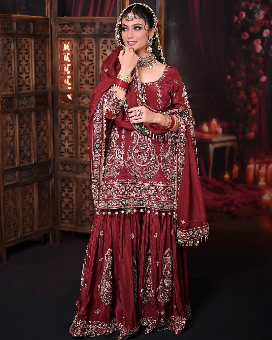 Maroon Red Color Beautiful Plazo Suit in Georgette Fabric