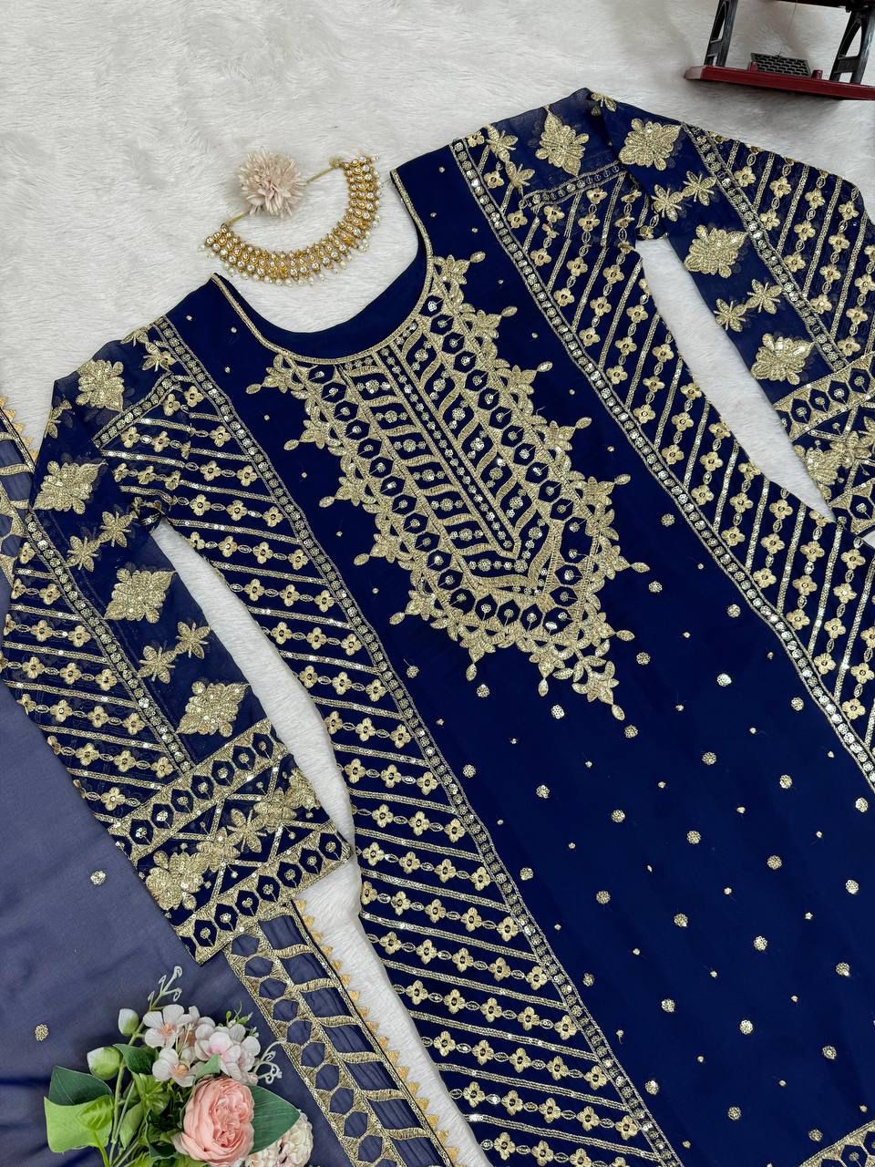 Blue Color Beautiful PArtywear Dress in Georgette Fabric