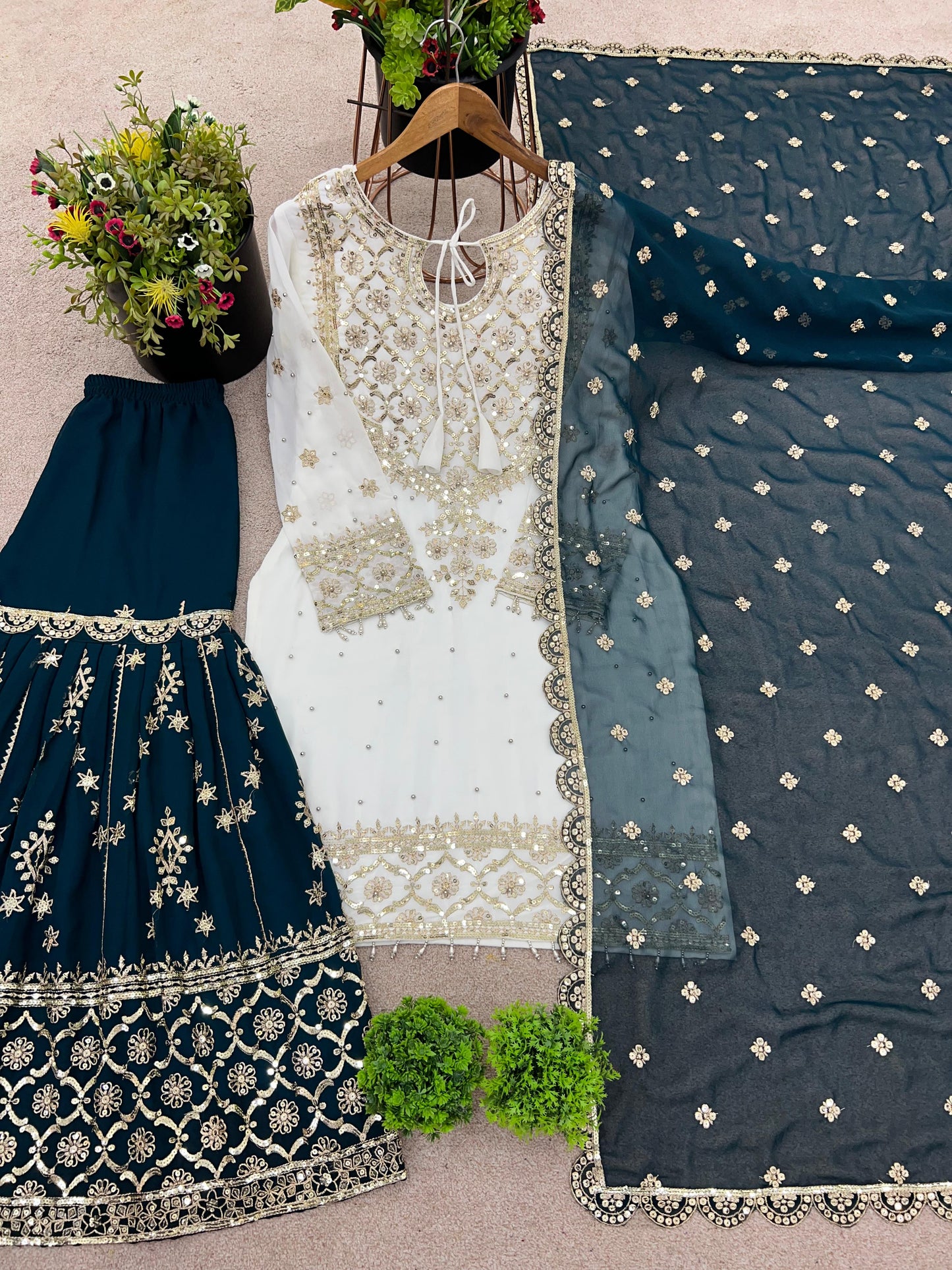 Party Wear Look Top-Plazzo And Dupatta With Heavy Embroidery Work