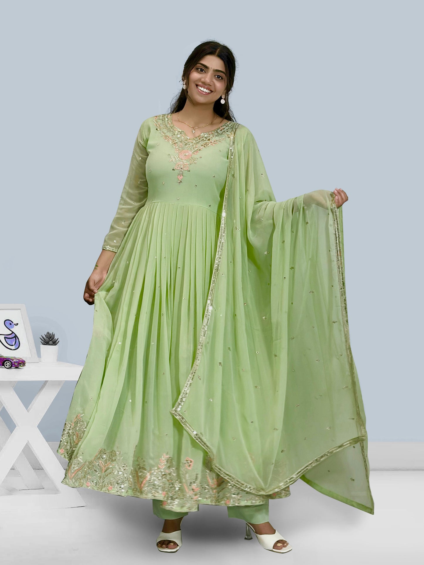 Pista Color Designer dress in Georgette FAbric
