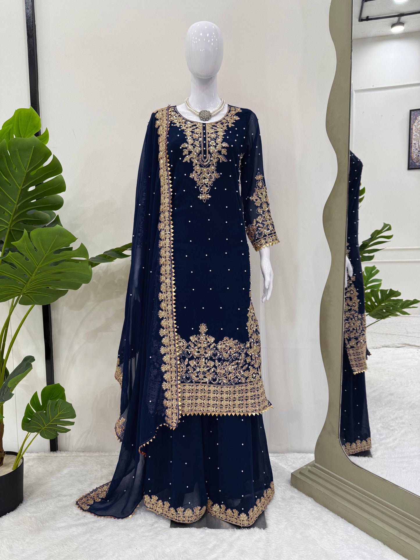 Blue Color Beautiful Georgette FAbric Plazo Dress