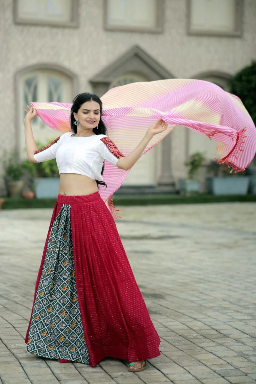 Navratri Special Premium Fabric Viscose Crochet Gives Traditional Looks For Lehenga choli With Dupatta