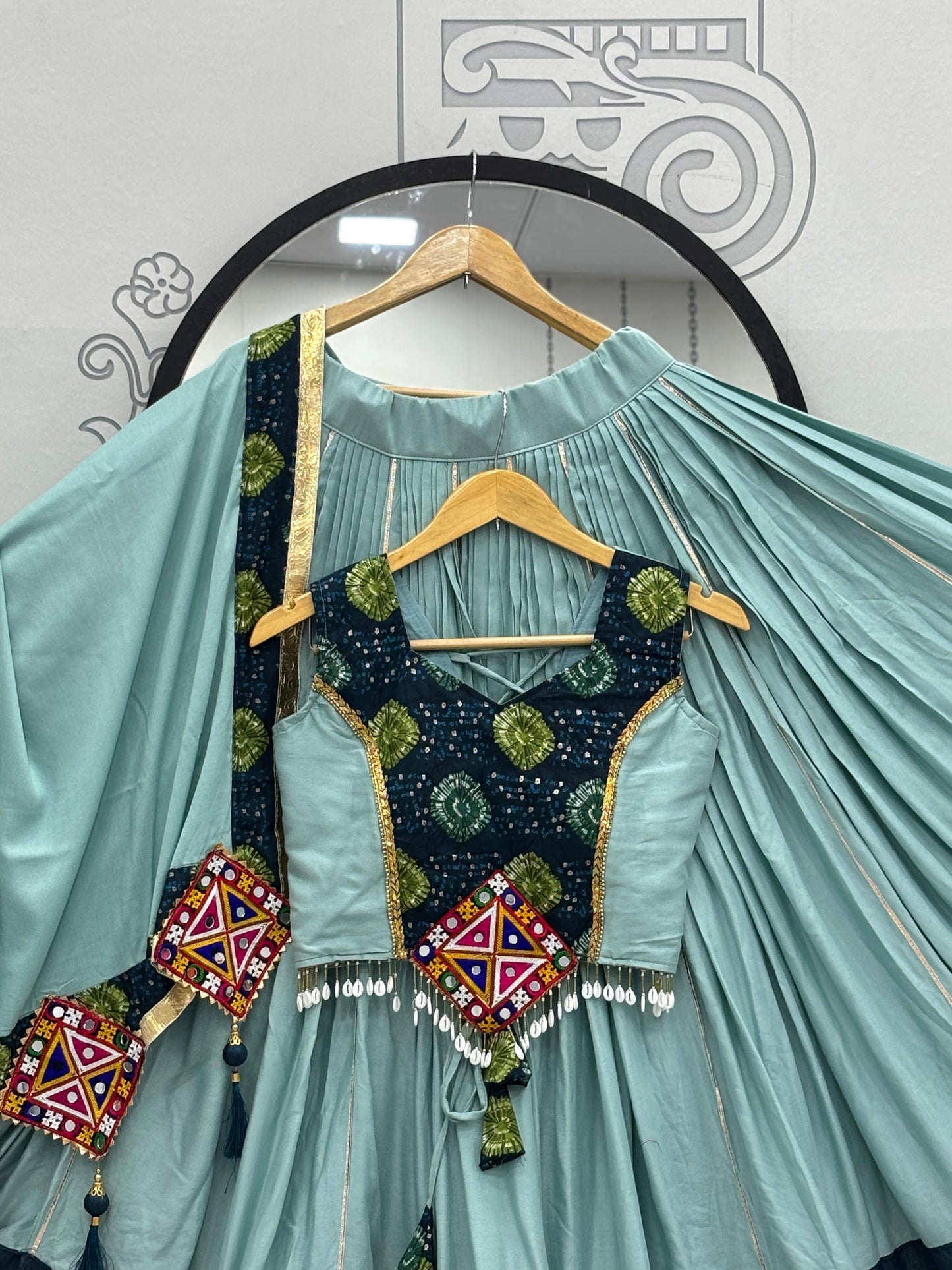 Sky Blue Color Beautiful Navratri Wear Lehenga Choli