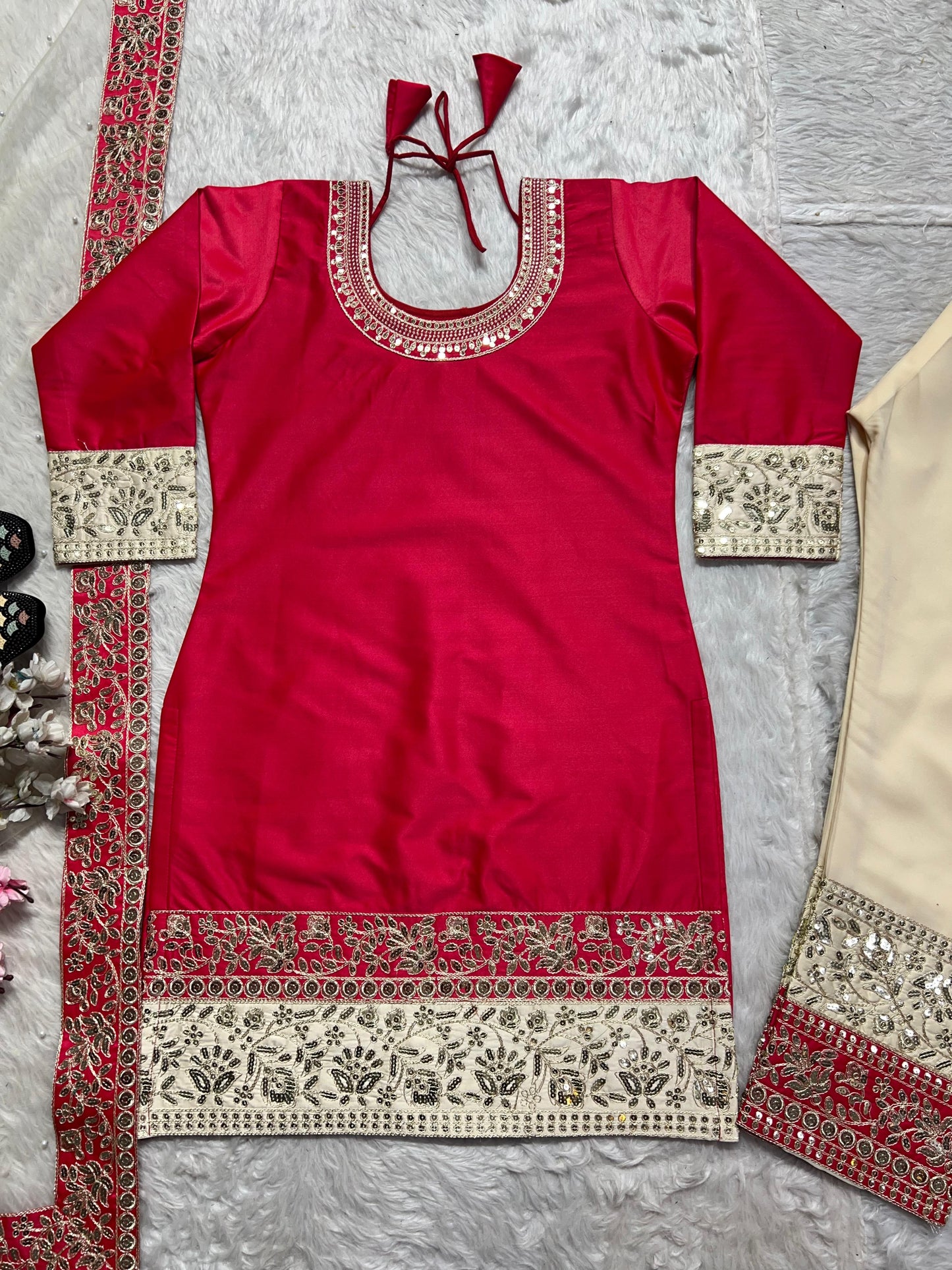 satin silk with heavy embroidery coding sequence work