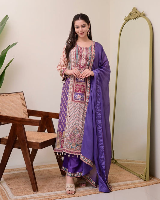 Summer Wear Dress in Chinon Fabric