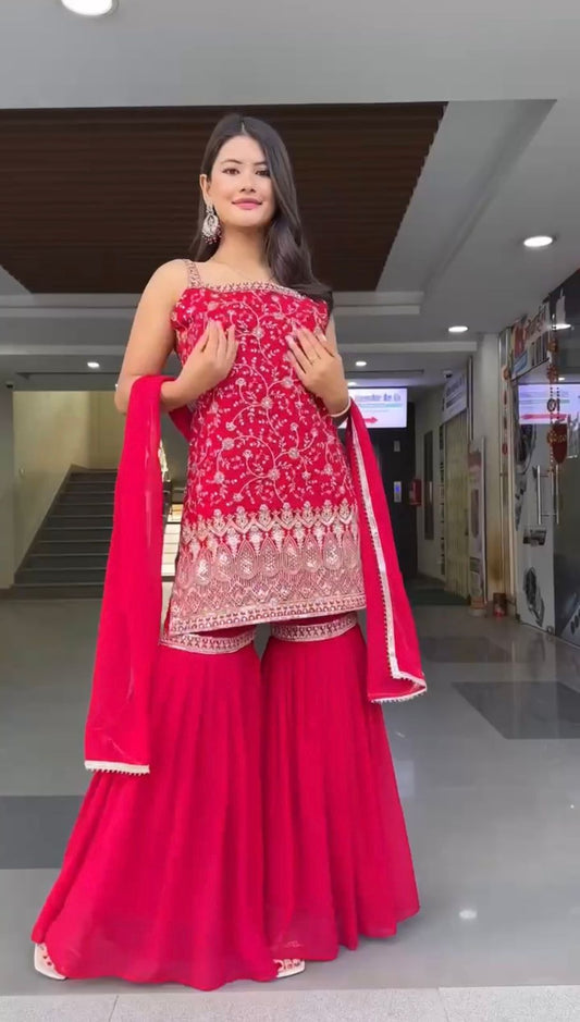 Pink Color Sharara Dress in GEorgette FAbric