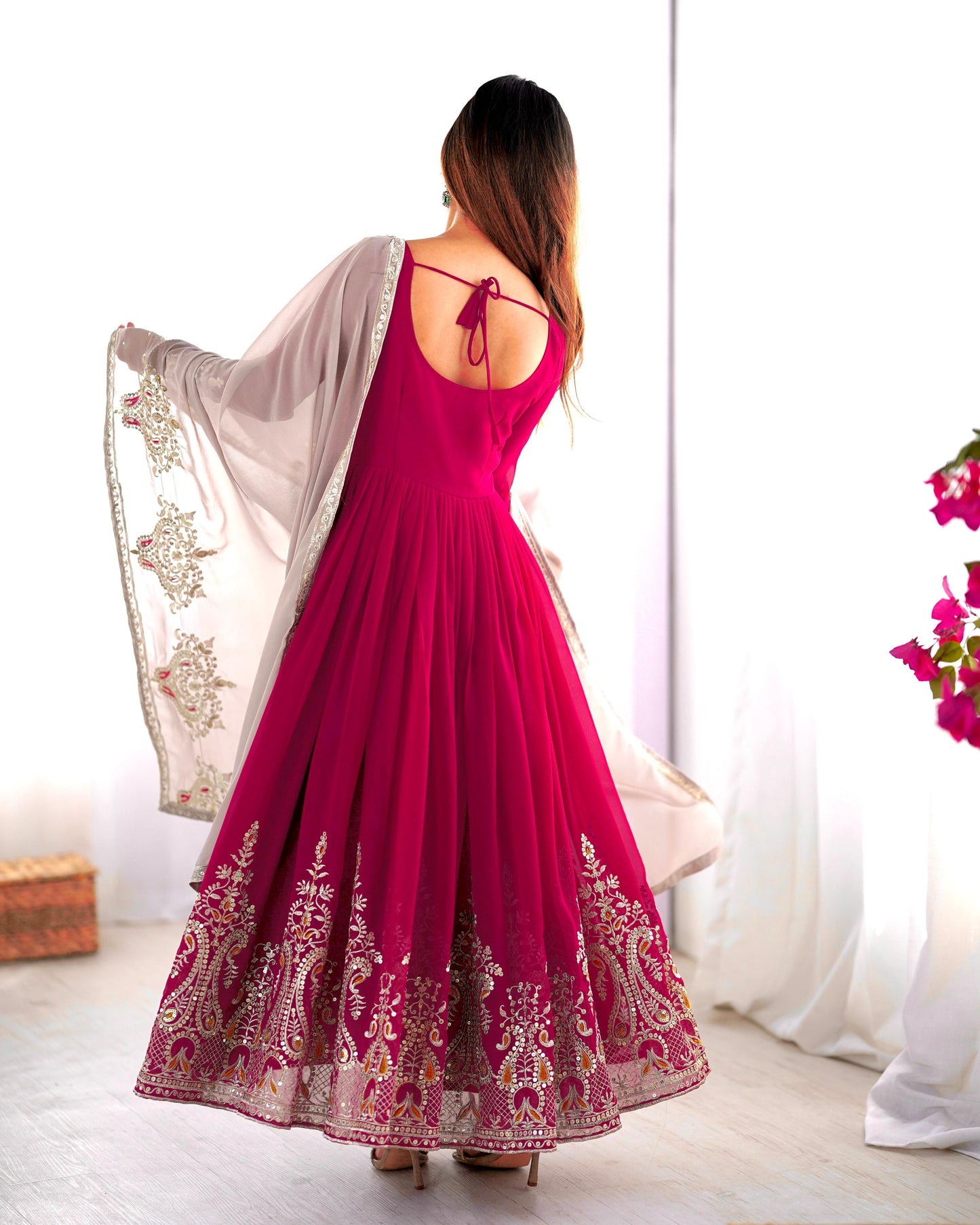 Designer Party Wear Look Gown-Dupatta in Heavy Multy Thread Embroidery Sequence Work