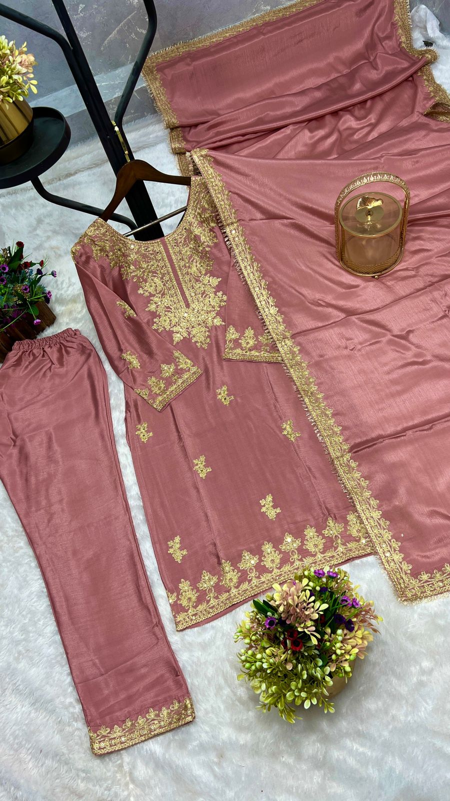 Ready To Wear Collection With Embroidery Work Fancy Top - Pent With Dupatta