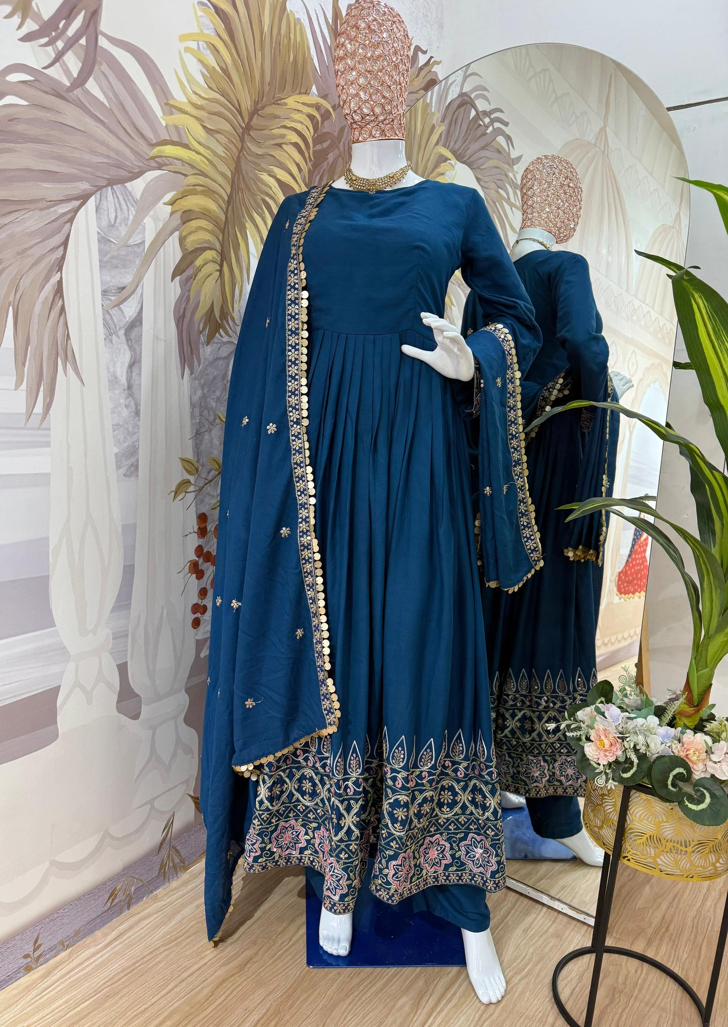 Blue Color Beautiful Anarkali gown in Rayon Fabric