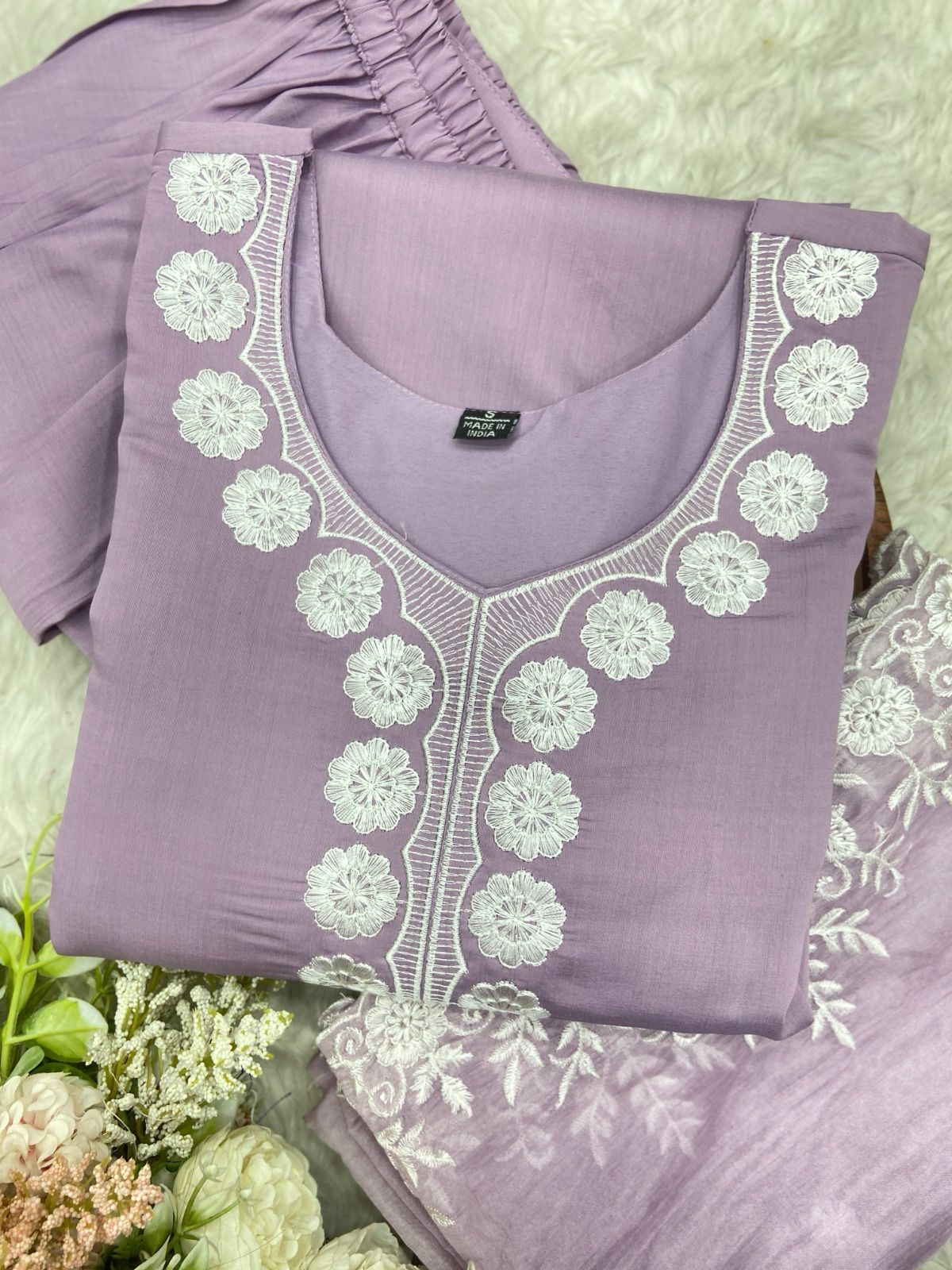 Purple Color Beautiful Dress in Silk Fabric