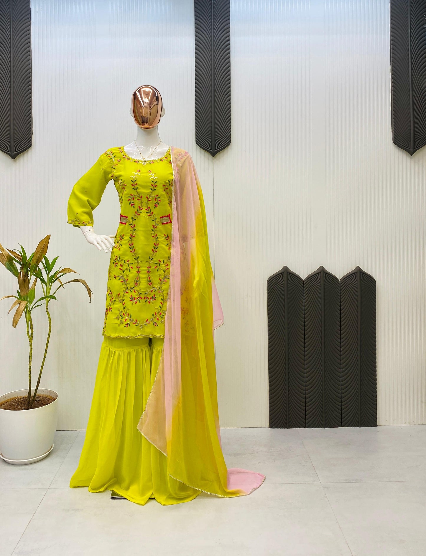 Sharara Dress in Georgette Fabric For haldi function