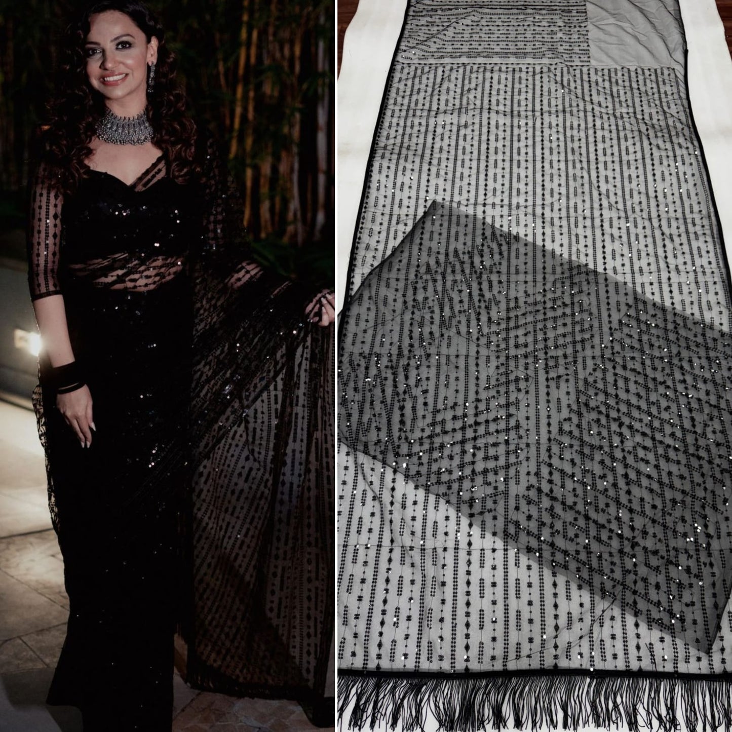 Black Color Beautiful Net SAree For Wedding