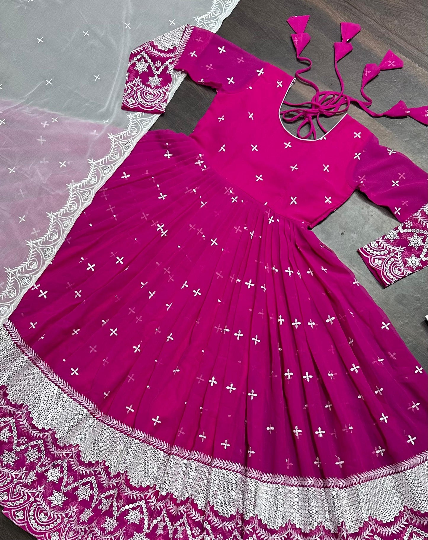Designer Anarkali Suit Is Luxury Clothing Considered To Be High Quality Made By Thread-Sequins Embroidery