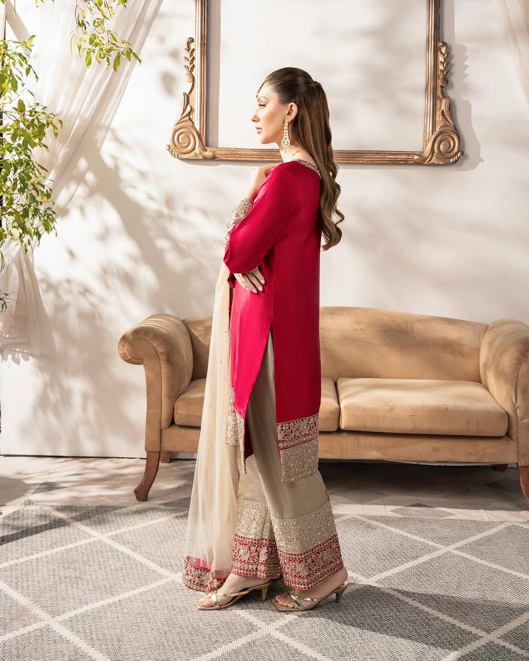 satin silk with heavy embroidery coding sequence work