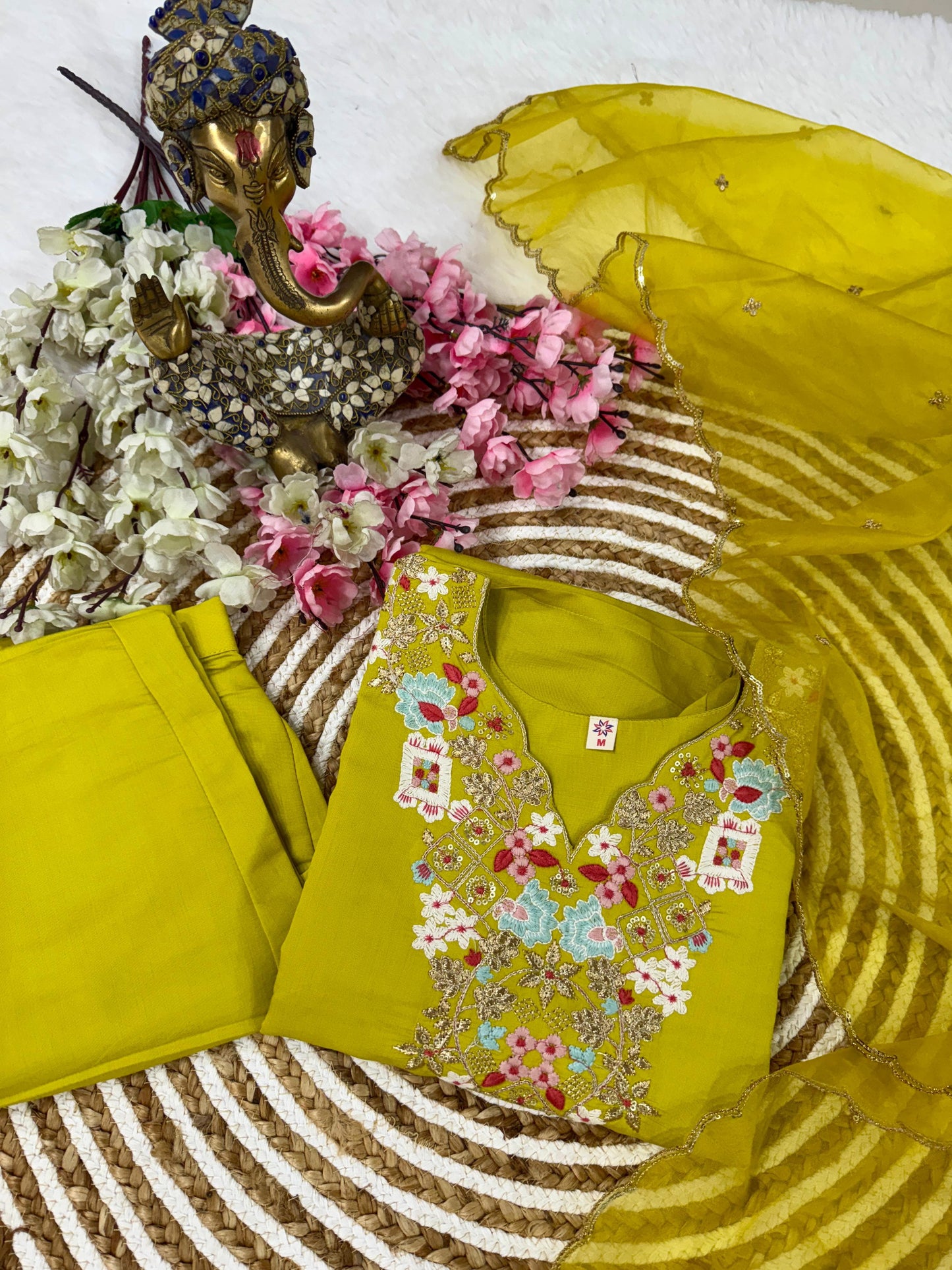 Yellow Color Beautiful Chanderi Silk Fabric dress for daily wear