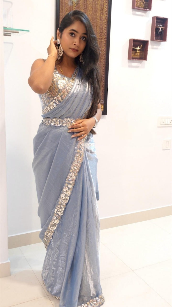 Partywear Saree in FAndy Silk Fabric