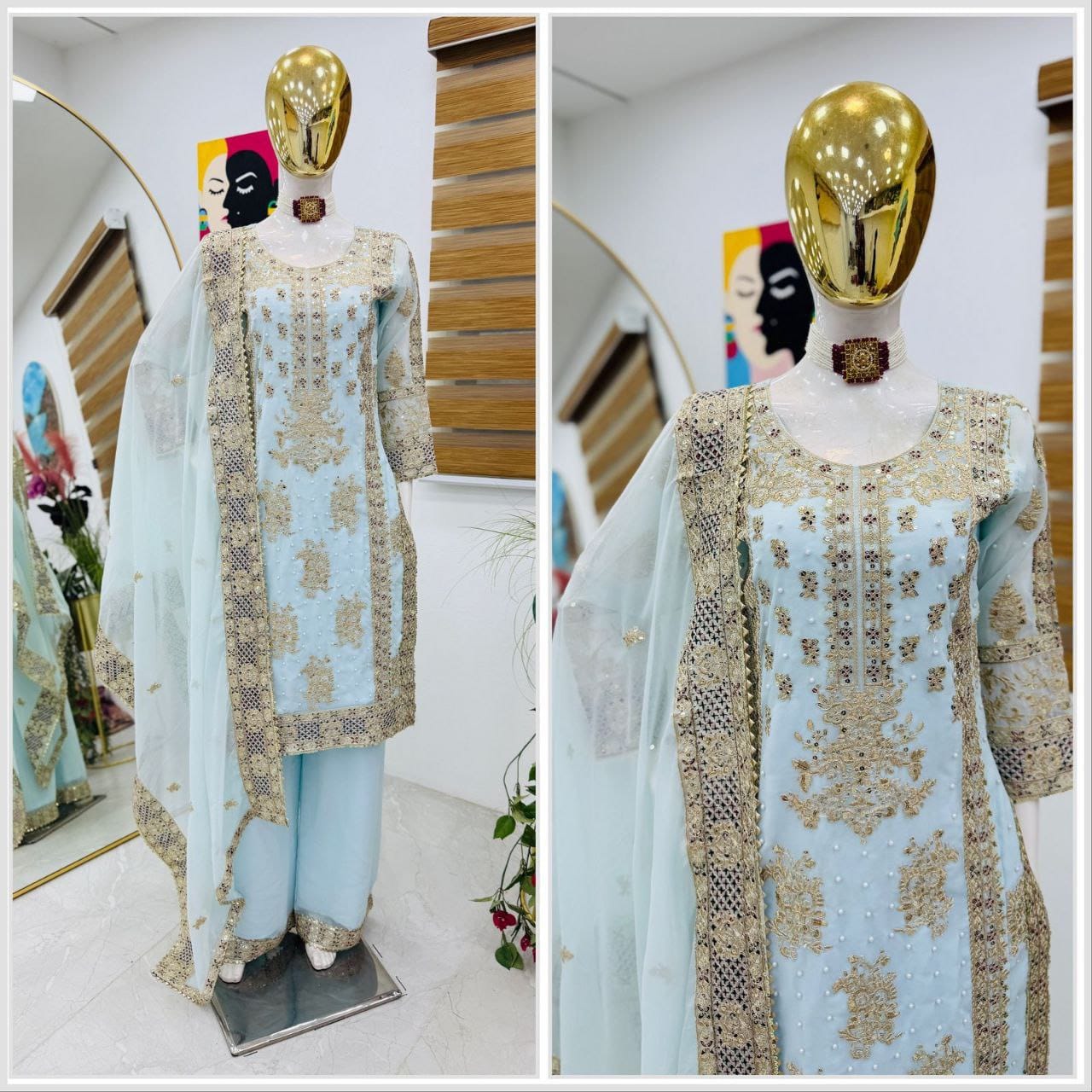 Sky BLue Color Beautiful Partywear Dress in Georgette fabric