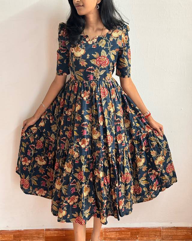 Cotton Wear Kurti Gown For Summer Wear in blue color