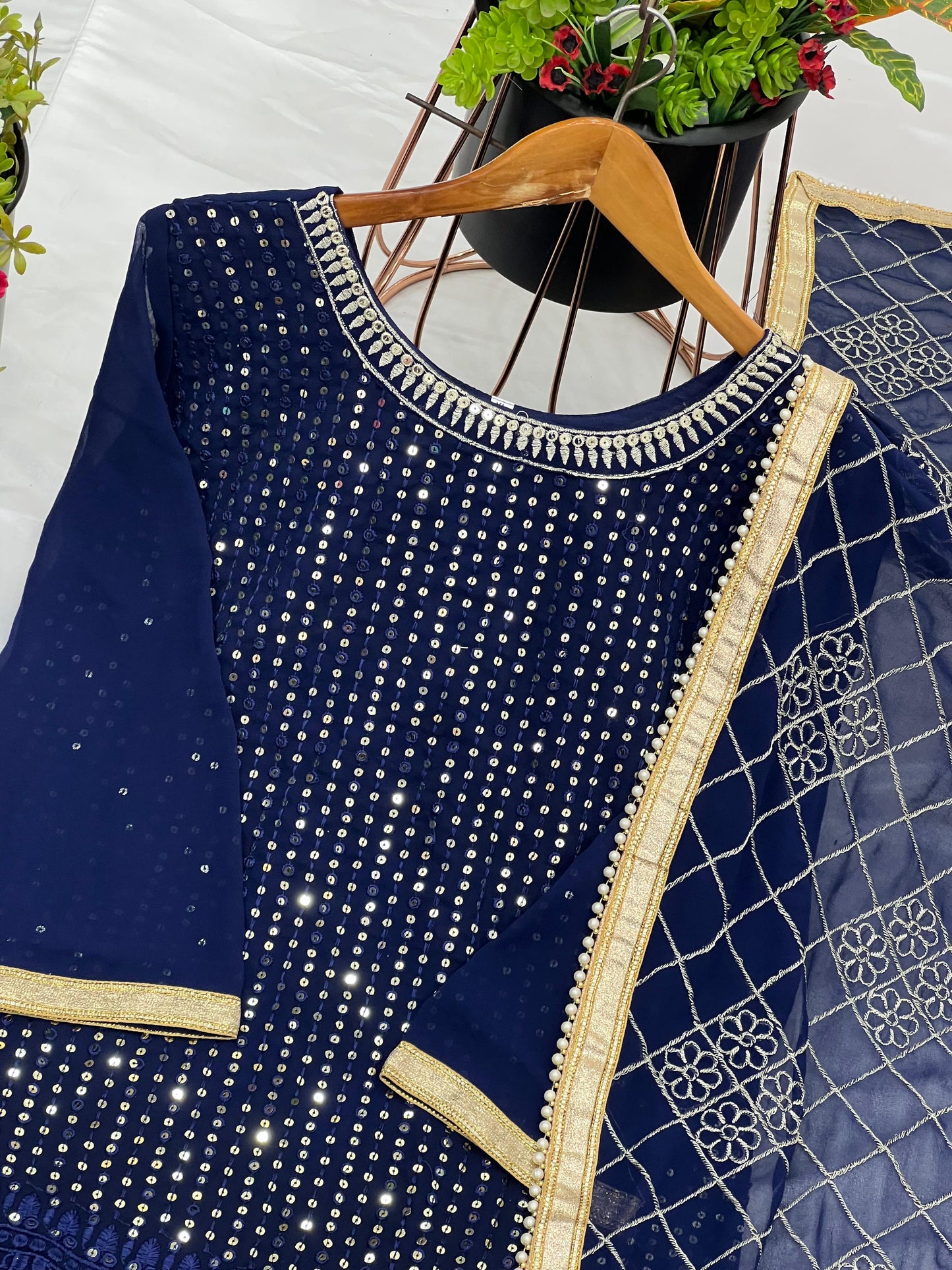 Blue Color Beautiful Plazo Dress in Georgette Fabric