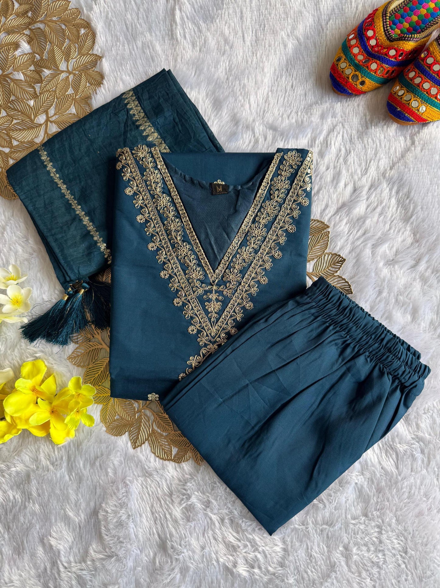Blue Color Beautiful Summer WEar Dress in Roman silk fabric