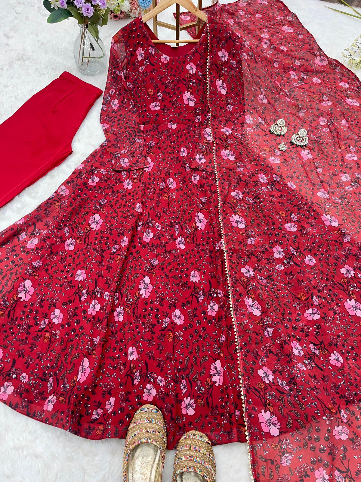 Red Color Beautiful GOwn in Georgette Fabric