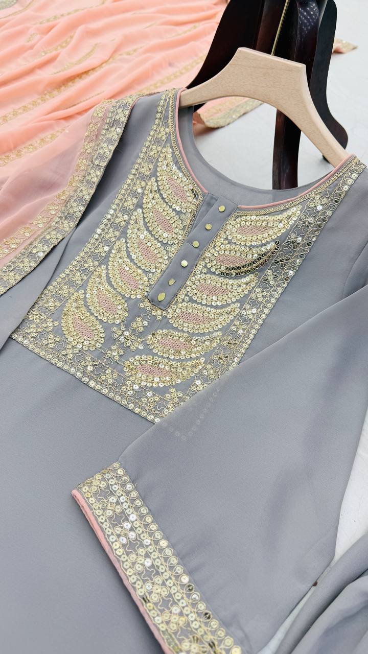Designer Party Top Pallazo & Dupatta Set