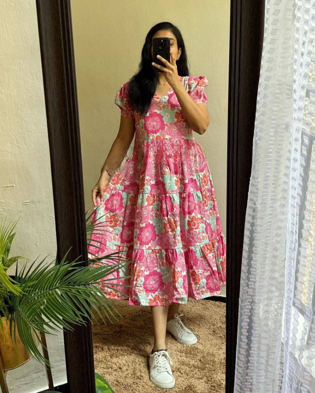 Summer Wear Kurti MAxi IN muslin Fabric