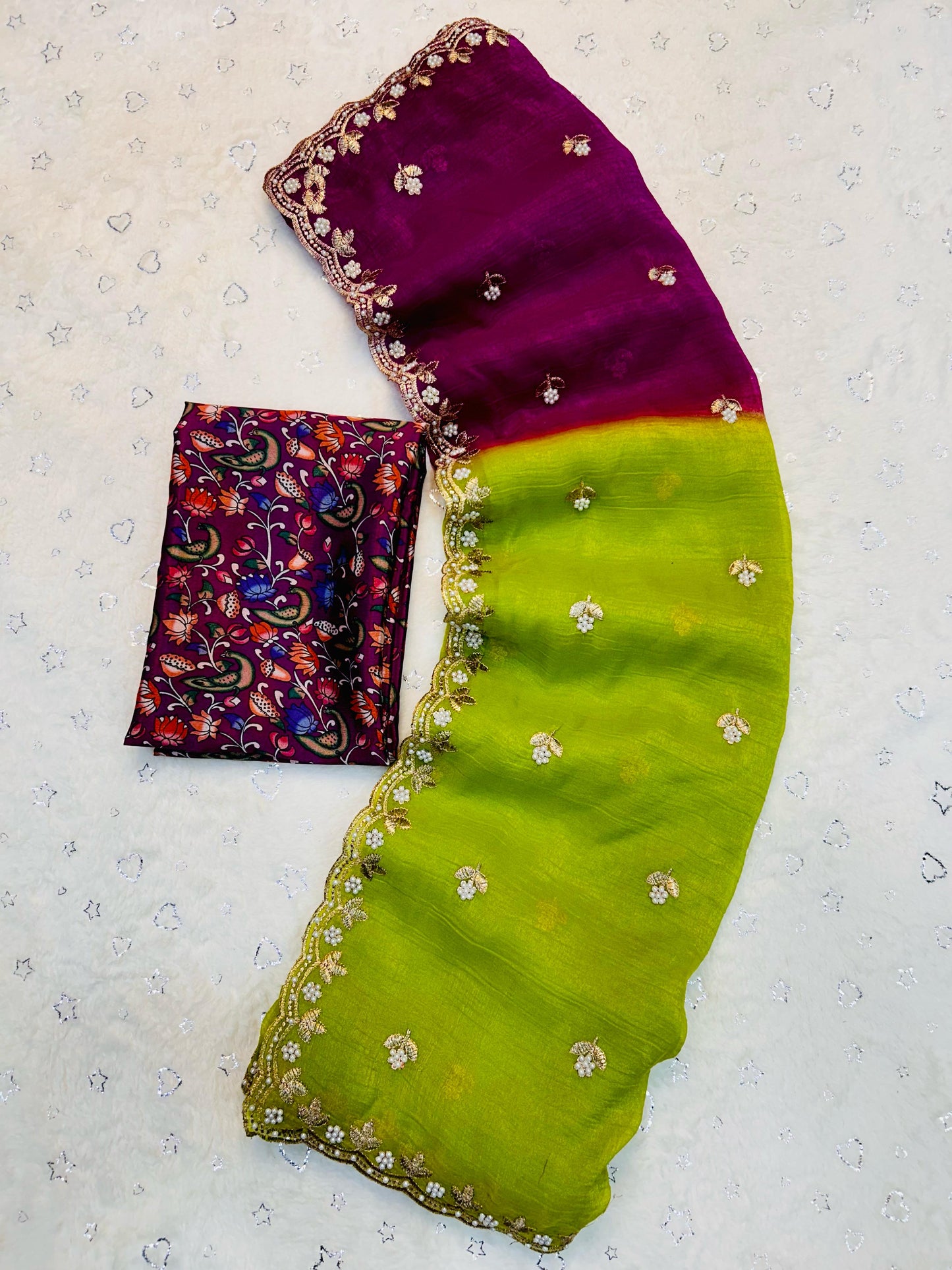 Beautiful Chiffon FAbric Saree for weeding wear