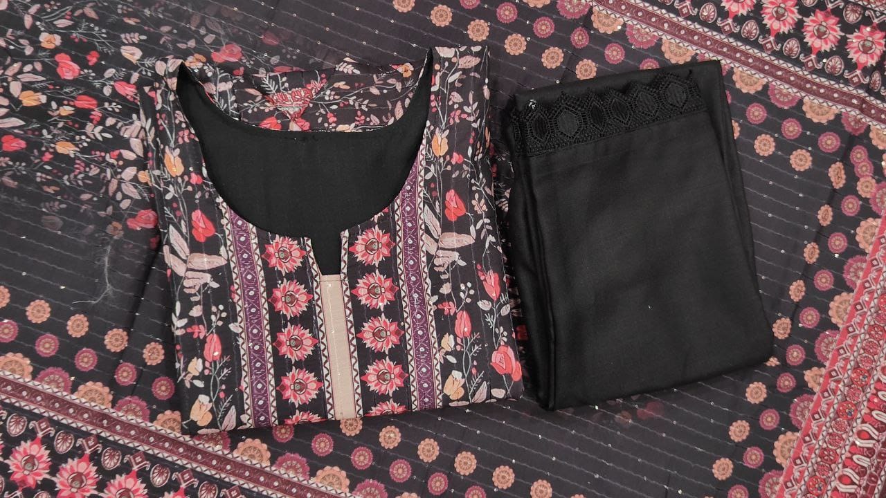 classical Black Kurti Pent With Duppata for summer wear dress