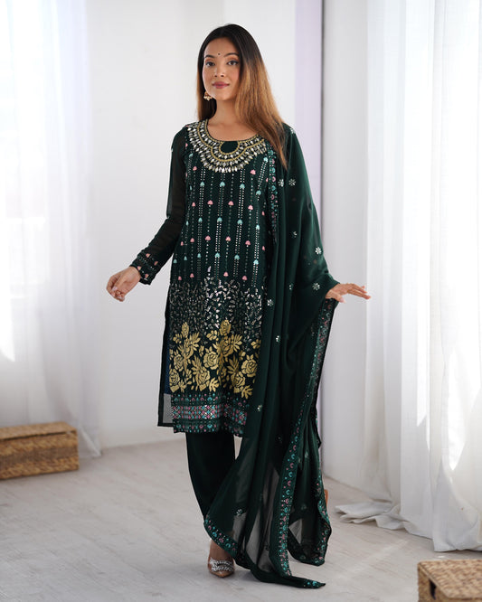 Green Color Partywear Dress in Georgette FAbric
