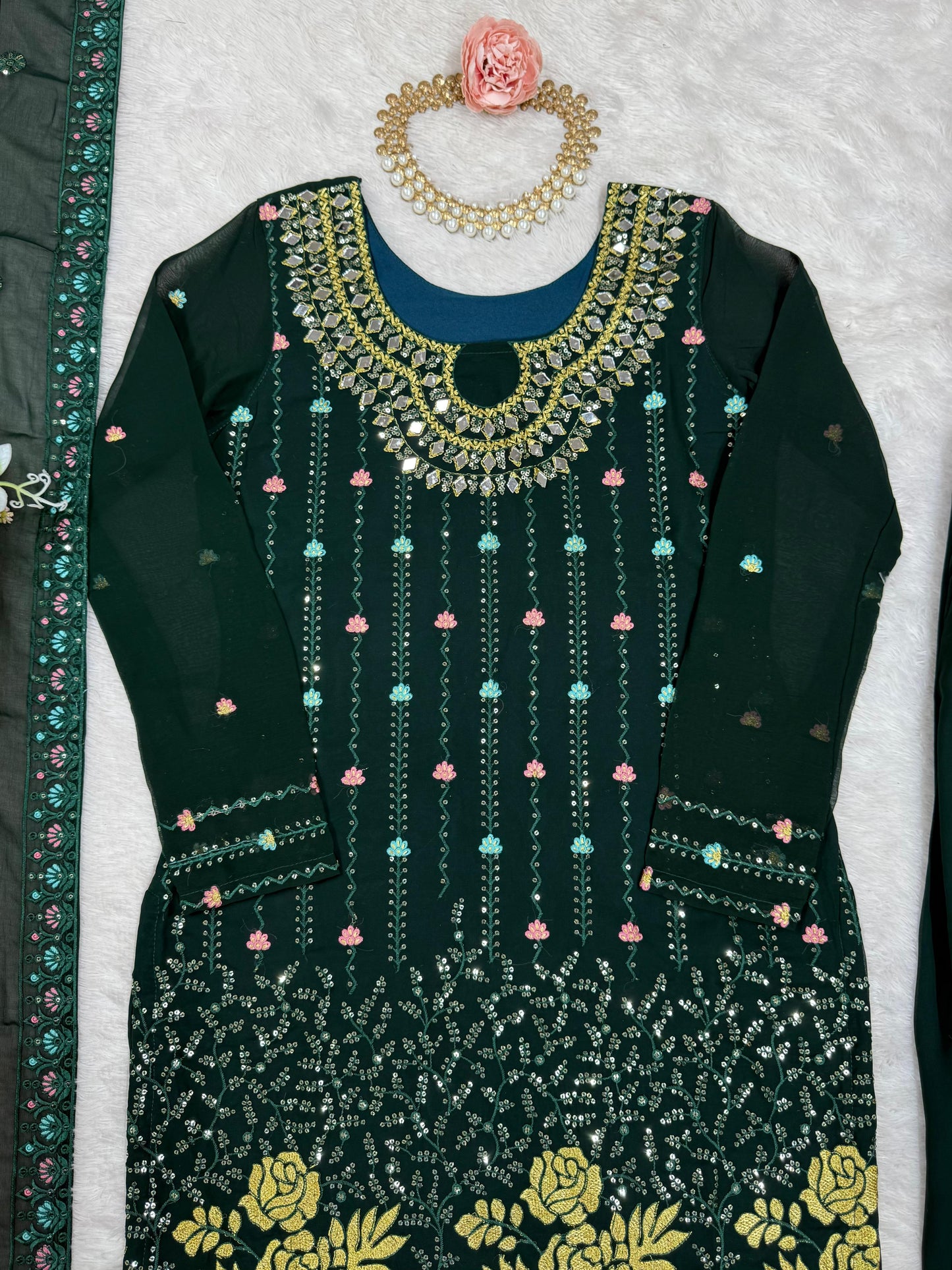 Green Color Partywear Dress in Georgette FAbric