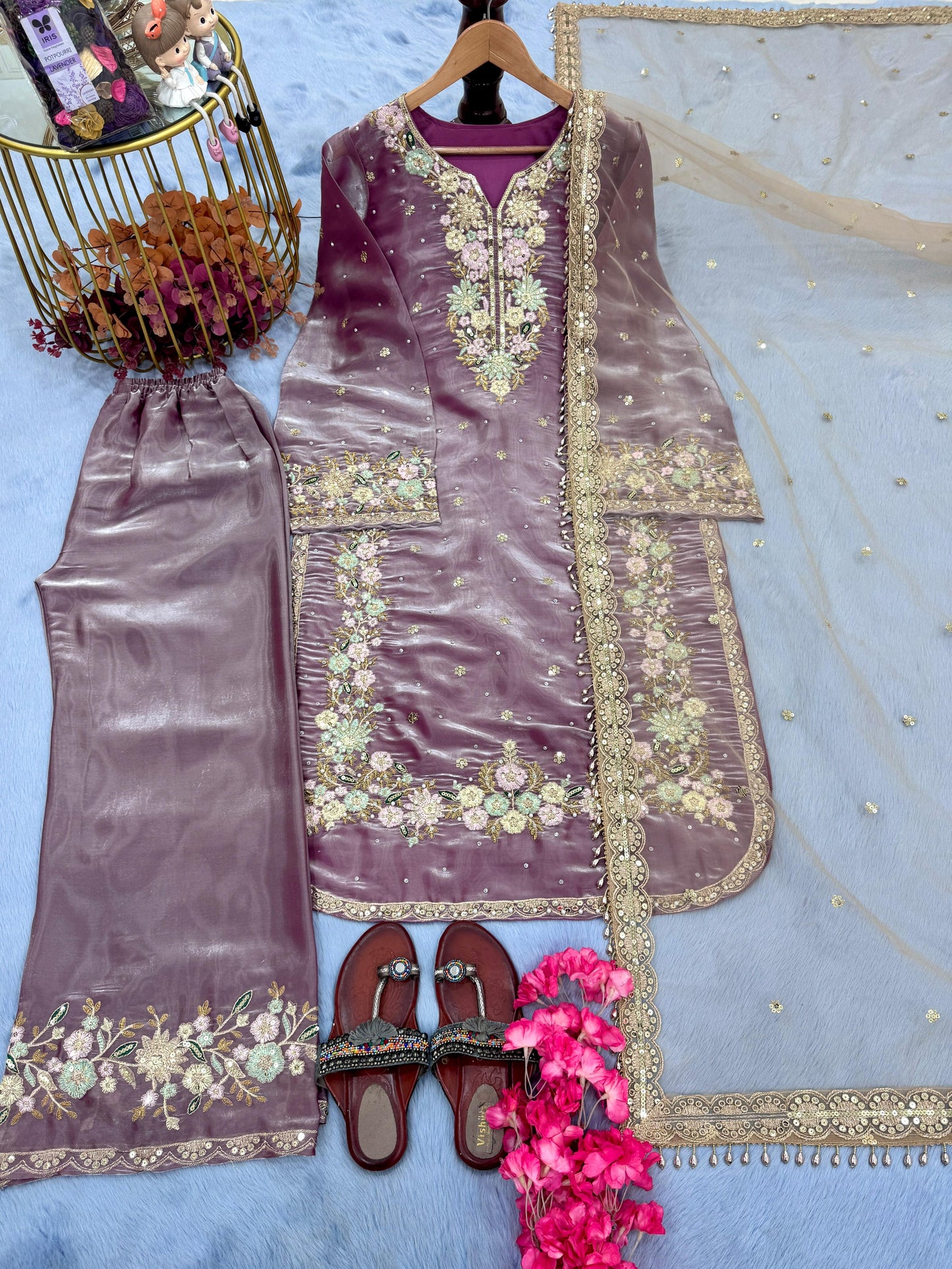 pruple Color Beauitful Partywear DRess in Jimmi Choo fabric