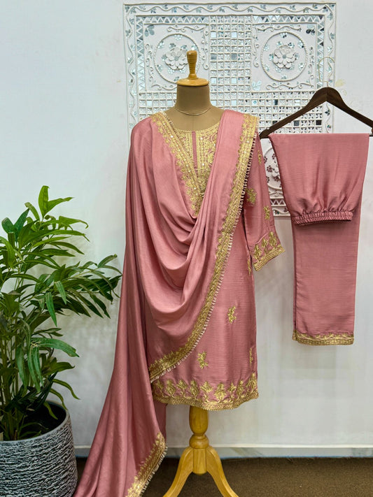 Ready To Wear Collection With Embroidery Work Fancy Top - Pent With Dupatta