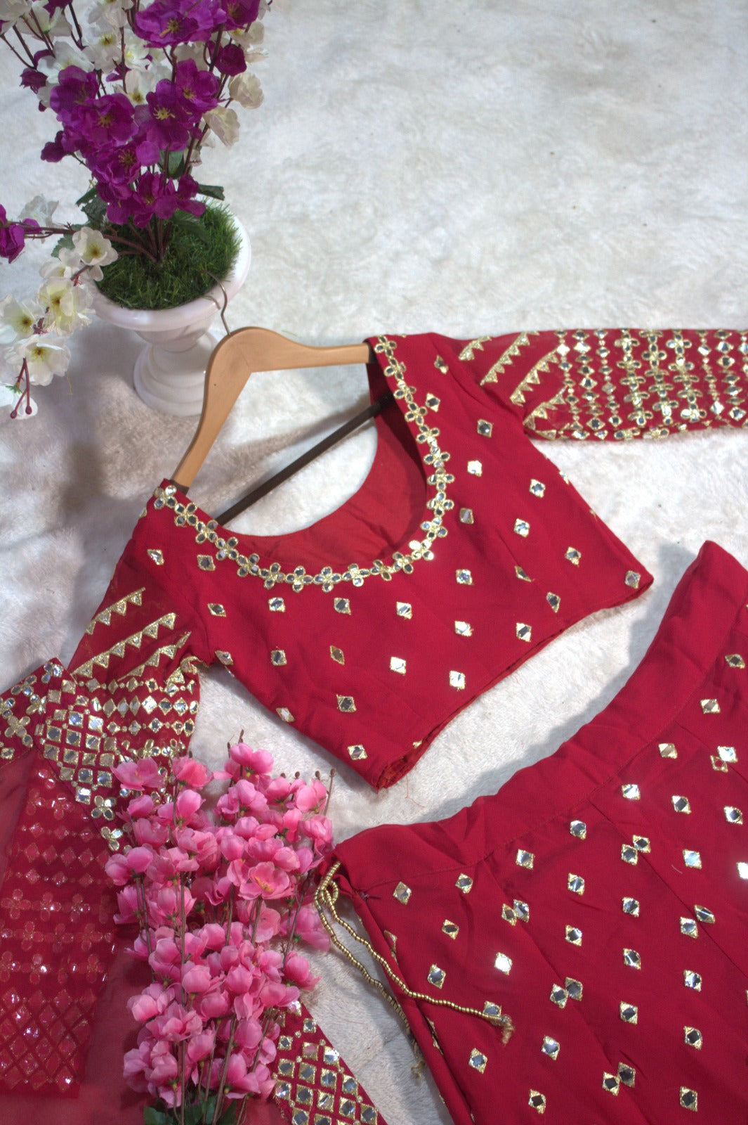 Red Color Beautiful Lehenga Choli in Georgette Fabric