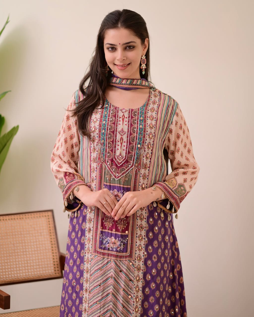 Summer Wear Dress in Chinon Fabric