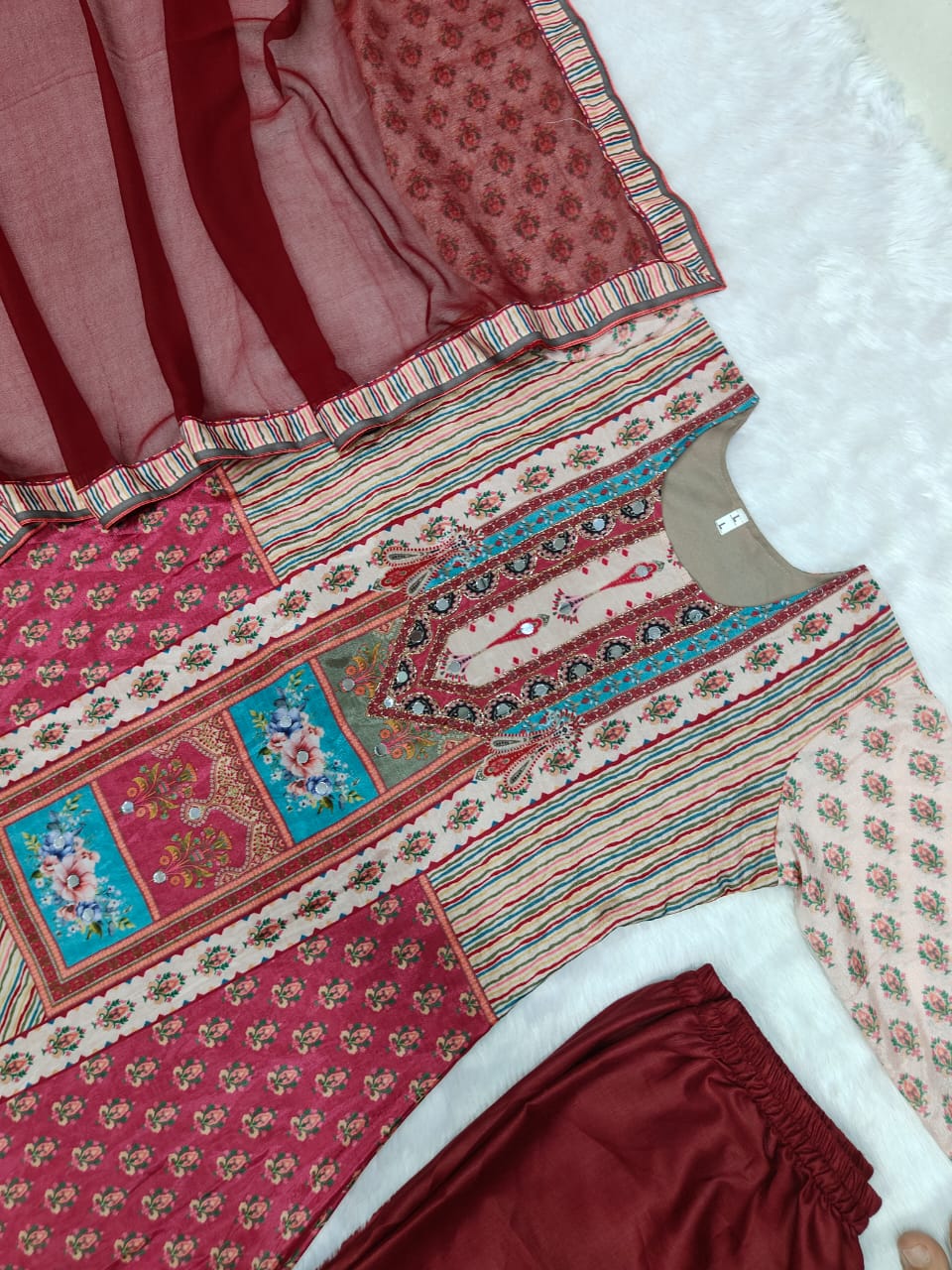 Summer Wear Dress in Chinon Fabric