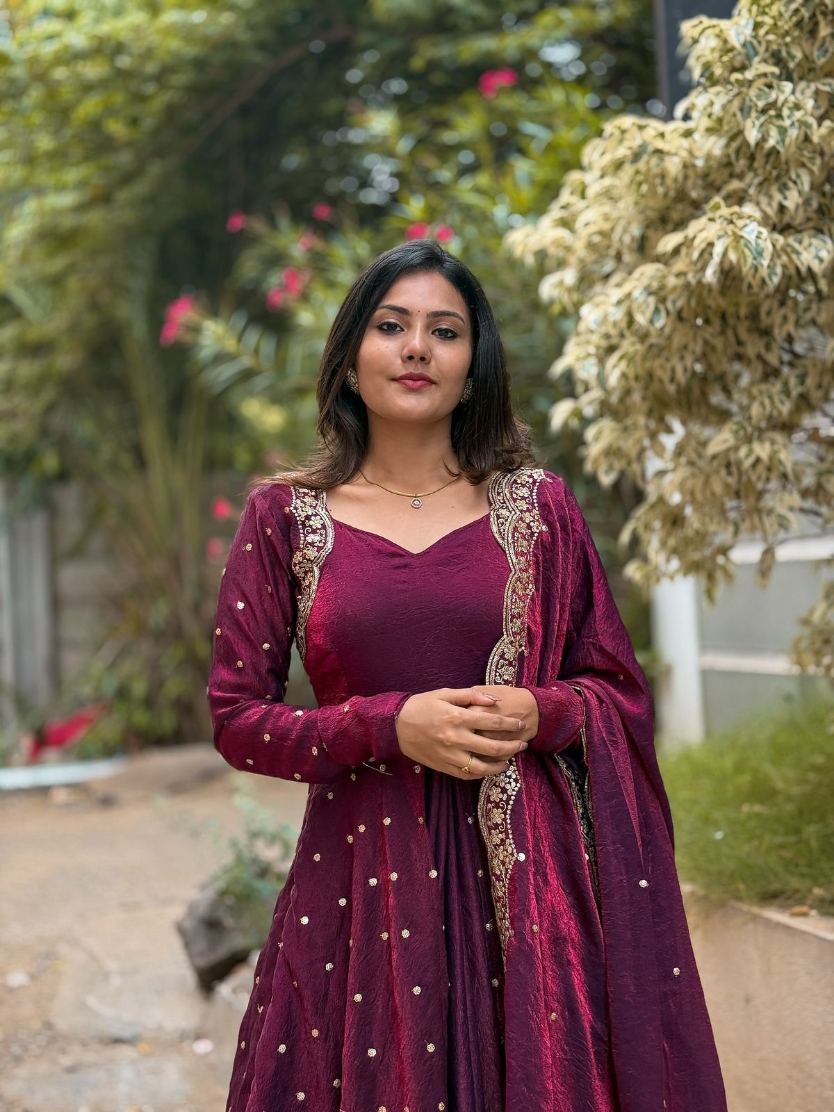 designer party wear look gown-dupatta and bottom with heavy embroidery sequence work