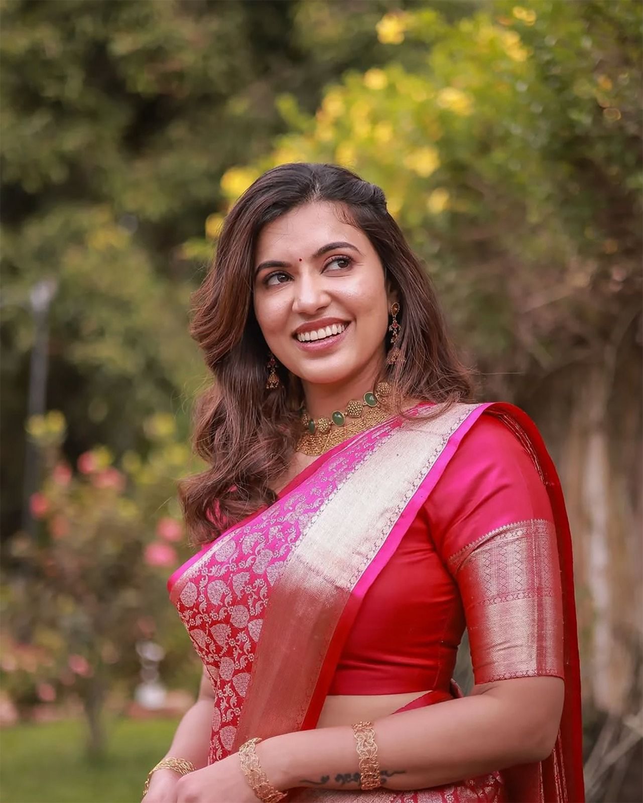 Pink Color Beautiful Partywear Bananasi Silk Saree