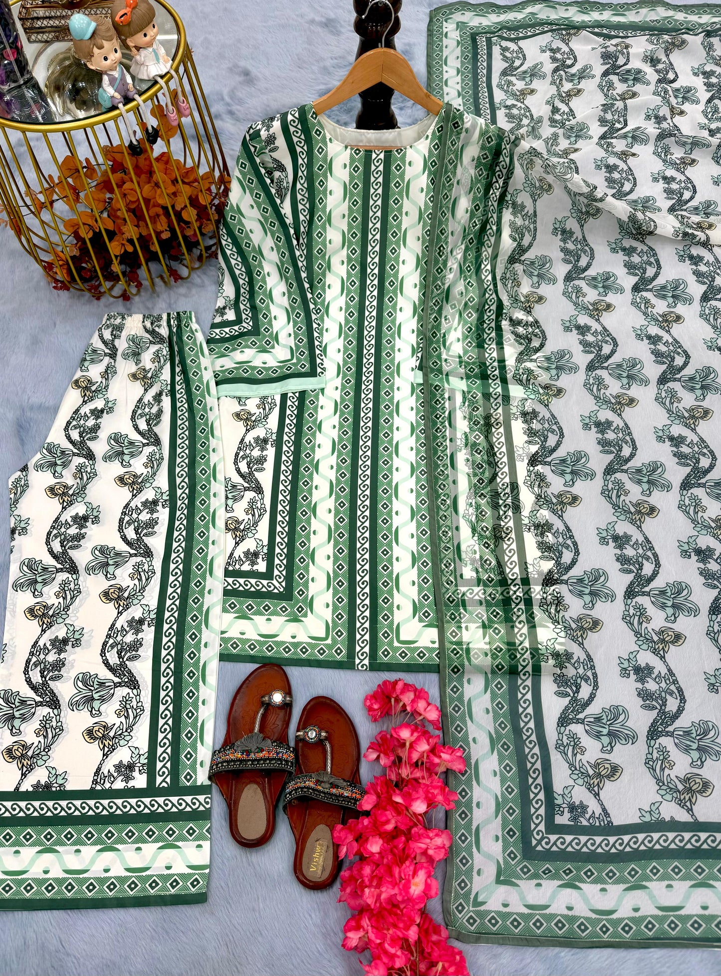 light Green Color Beautiful Summer WEar Dress in Crape Fabric
