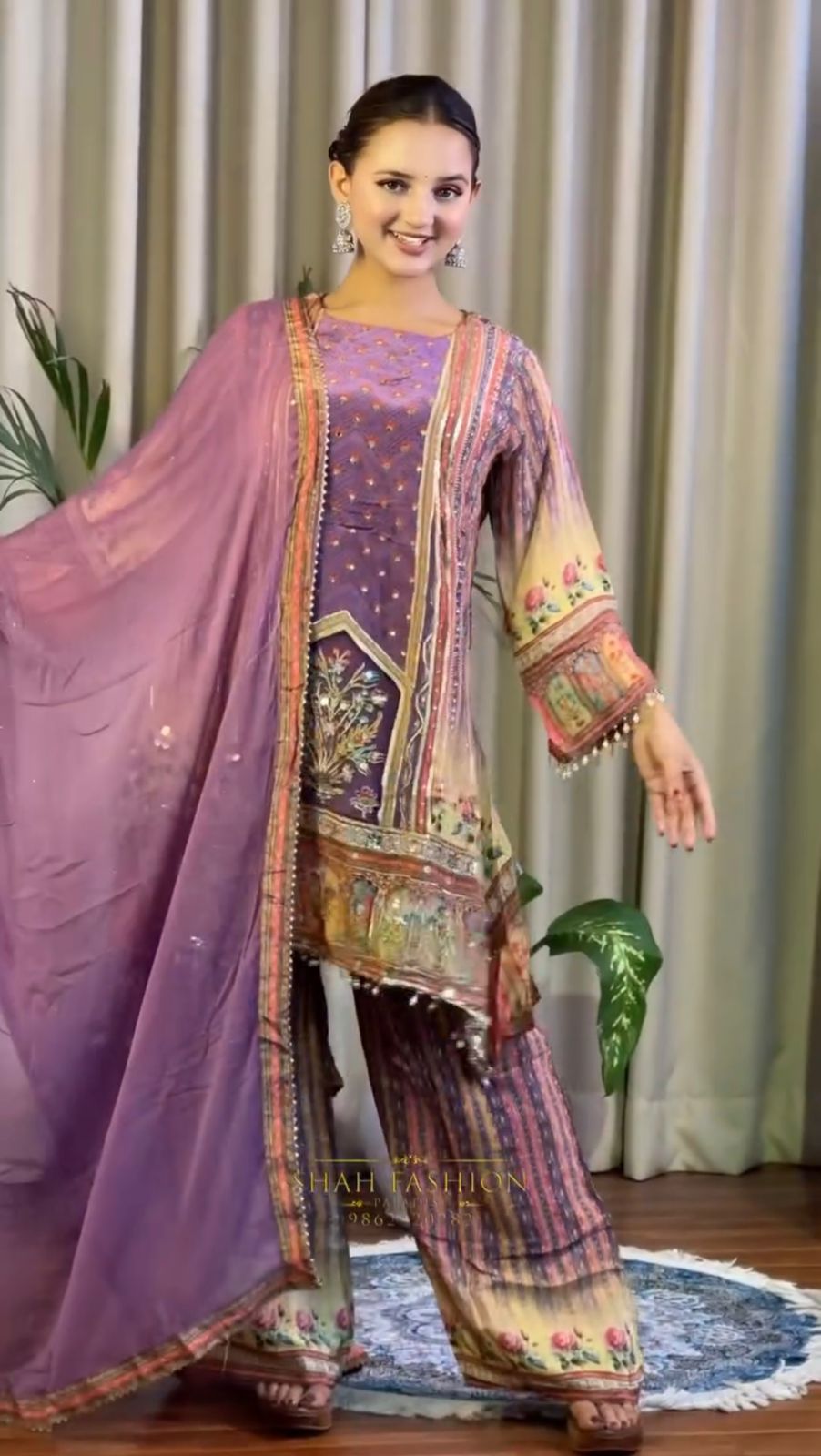 fancy design with digital printed a-top- plazzo with dupatta