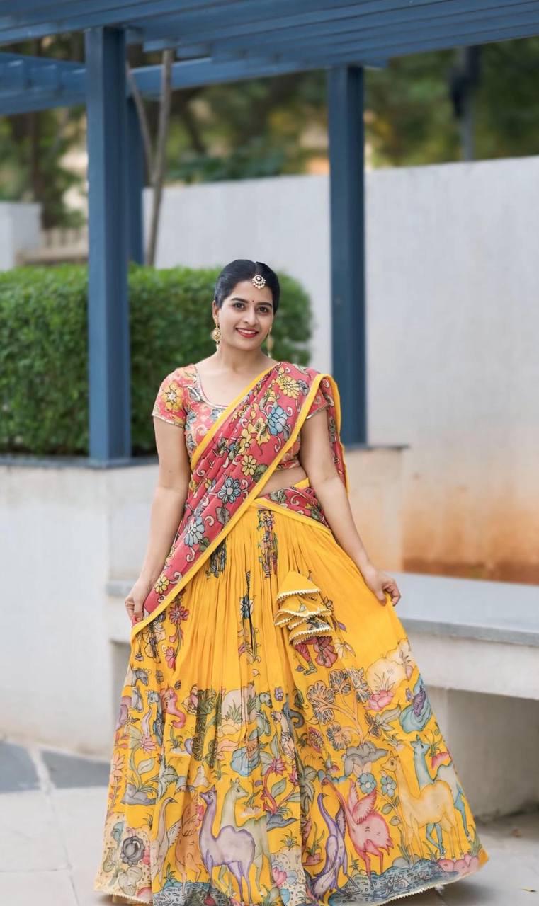 Kalamkari Lehenga Choli in cotton fabric
