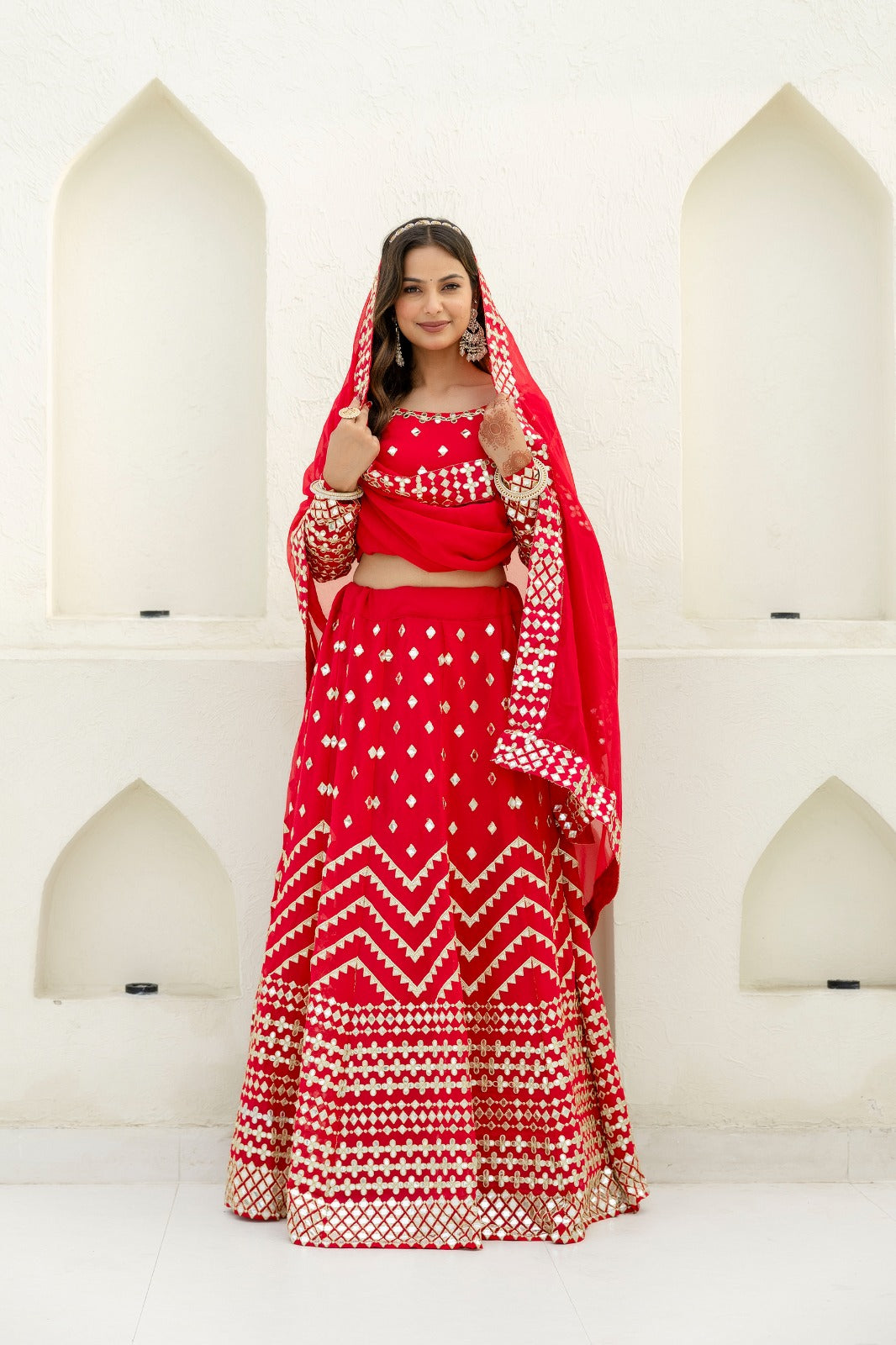 Red Color Beautiful Lehenga Choli in Georgette Fabric