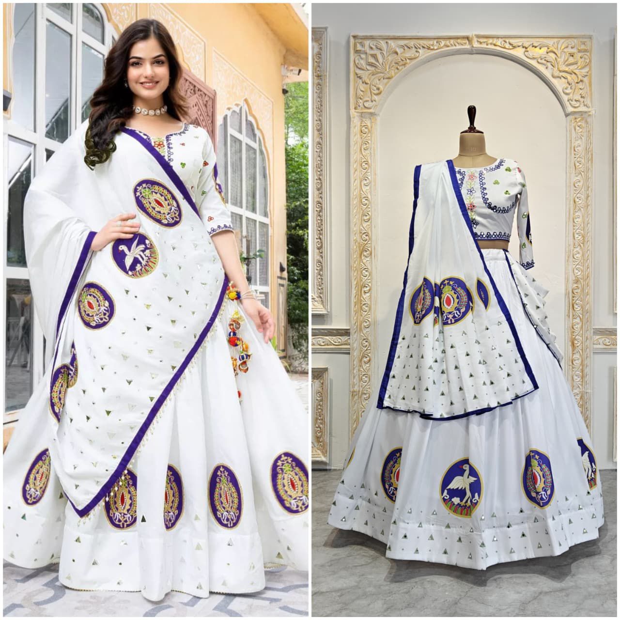 White Color Beautiful NAvratri Wear Lehenga Choli