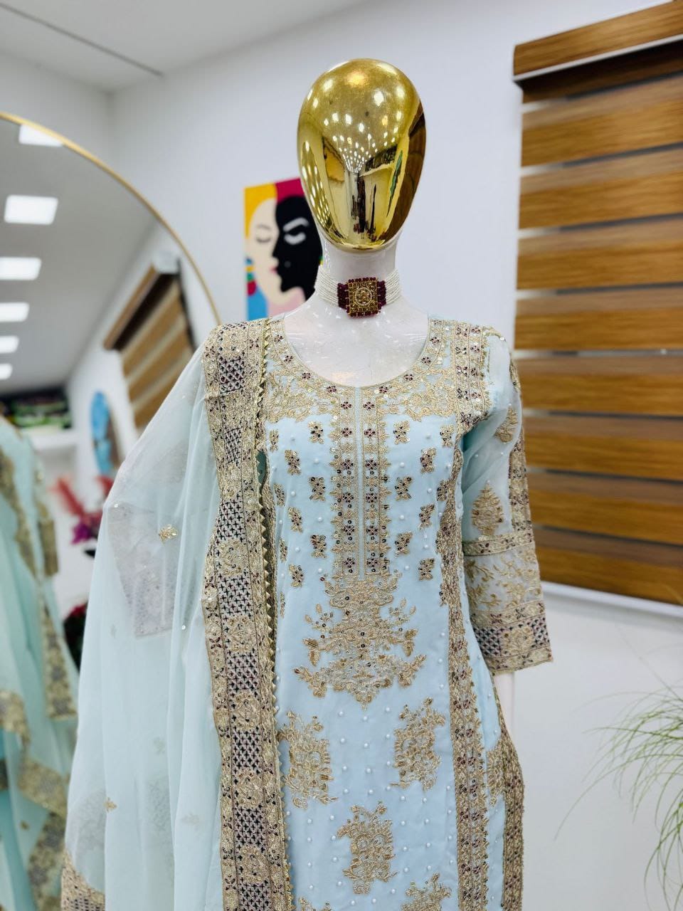 Sky BLue Color Beautiful Partywear Dress in Georgette fabric
