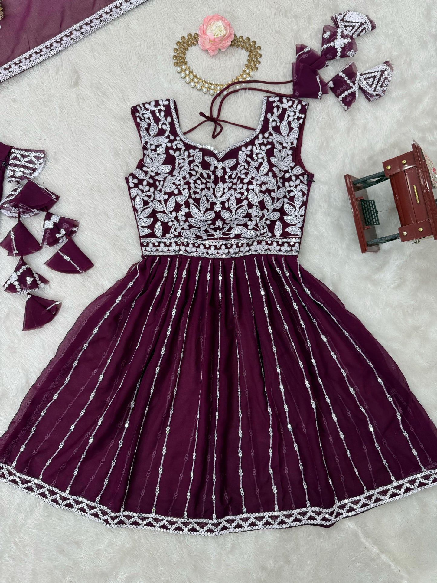 Purple Color Beautiful Partywear Dress in Georgette Fabric