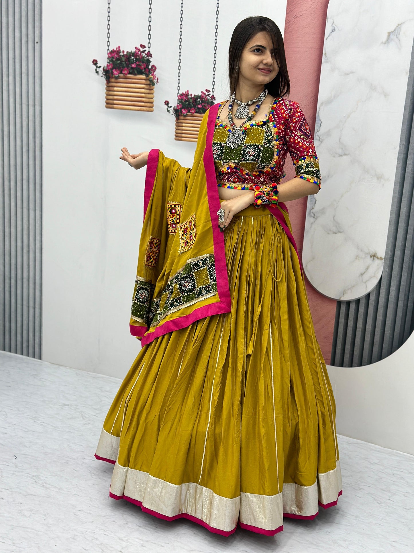 Navratri Special Pure Cotton Lehenga Choli With 6 Meter Big Flair